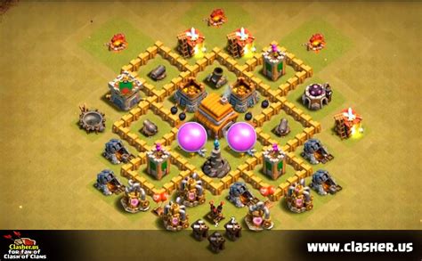 Town Hall 5 War Base Map 7 Clash Of Clans