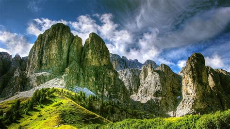 Desktop Wallpaper Dolomites Mountains Nature Landscape Italy Hd