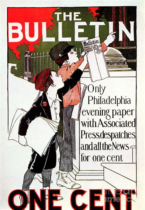 The Bulletin Philadelphia Evening Paper Old Advertisement Poster