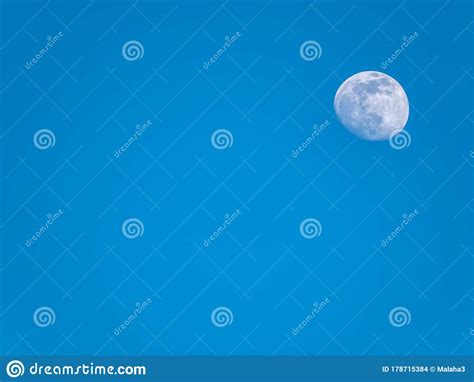 The Moon Against The Evening Blue Sky Stock Photo Image Of Beautiful