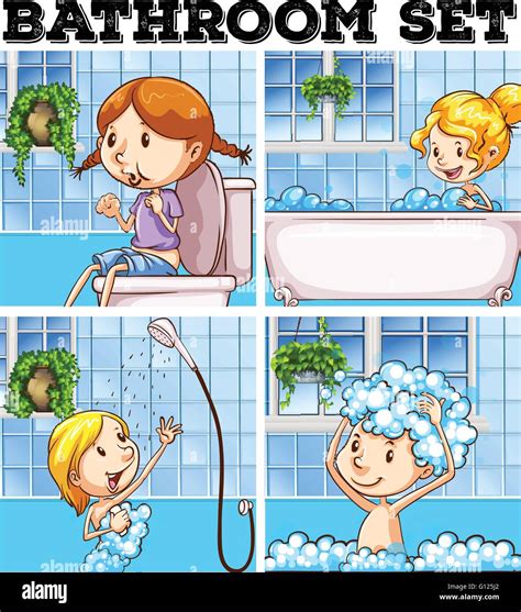 Girl In The Bath Inside Stock Vector Images Alamy