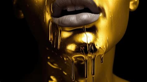 Premium Ai Image A Woman With Gold Paint Dripping Down Her Face
