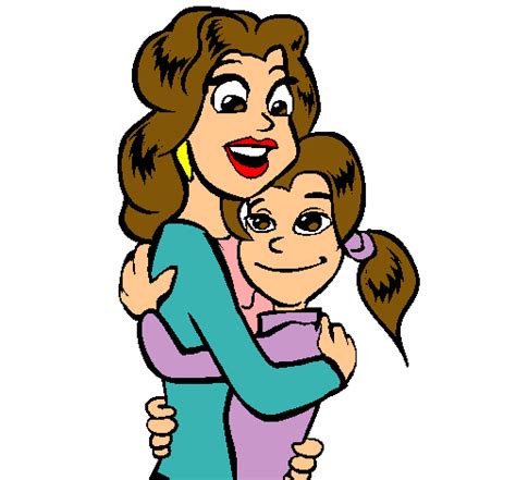 Dibujo De Madre E Hija Abrazadas Pintado Por Cotee En El