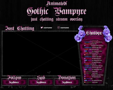 Animated Gothic Vampire Stream Overlay Just Chatting Overlay Etsy