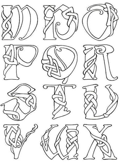Celtic Letters Alphabet Coloring Pages Illuminated Printable Font My