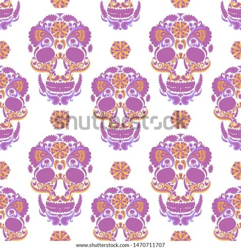 Mexican Sugar Skull Seamless Pattern Day Stock Vector Royalty Free