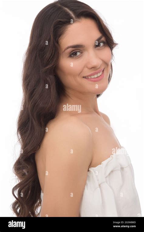 Portrait Of A Gorgeous Middle Aged Brunette Woman Stock Photo Alamy