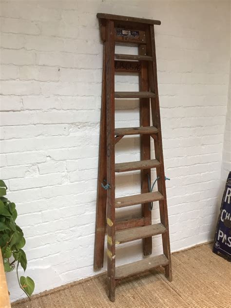 Vintage Industrial Wooden Step Ladder By Bretts For Display Or Etsy
