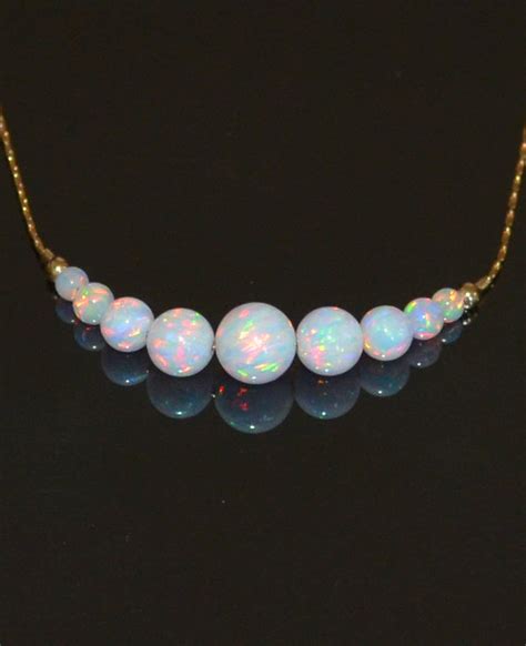 Opal Necklace Tiny Dot Necklace Small Opal Ball Gold Etsy Dainty