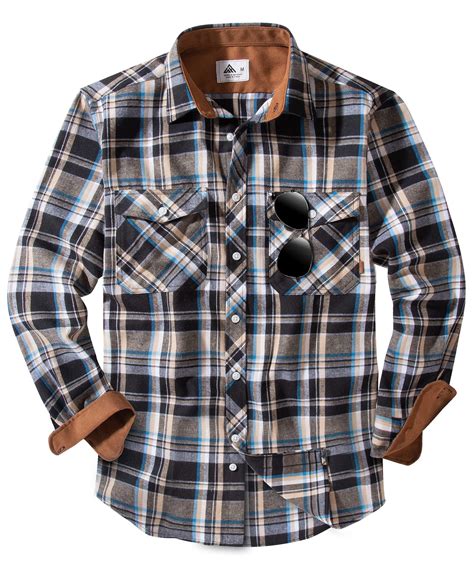 Scodi Mens Long Sleeve Flannel Plaid Shirt Casual Button Down Shirt