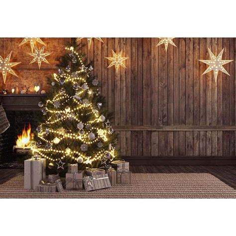 Christmas Backdrops Tree Lights Brown Wood Wall T Box Background Sale