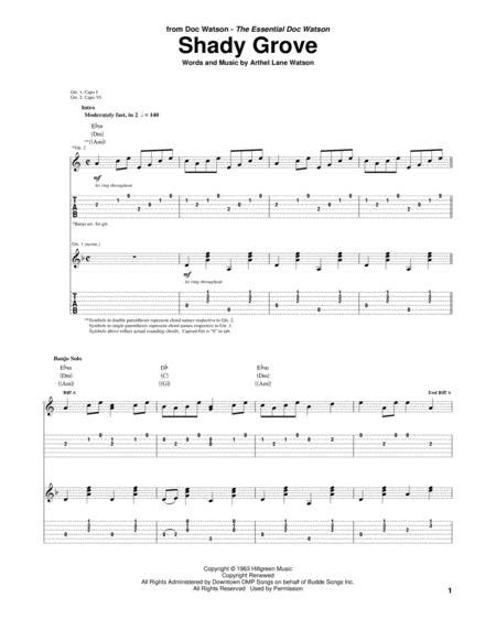 Shady Grove By Doc Watson Digital Sheet Music For Guitar