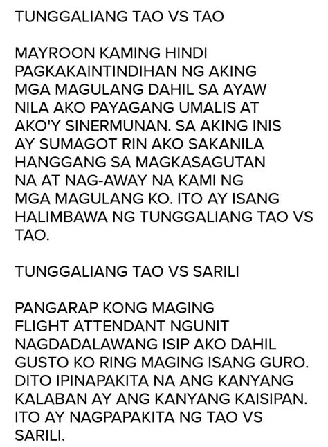 Magbahagi Ng Sariling Karanasan Kung Saan Naganap Ang Tunggaliang Tao