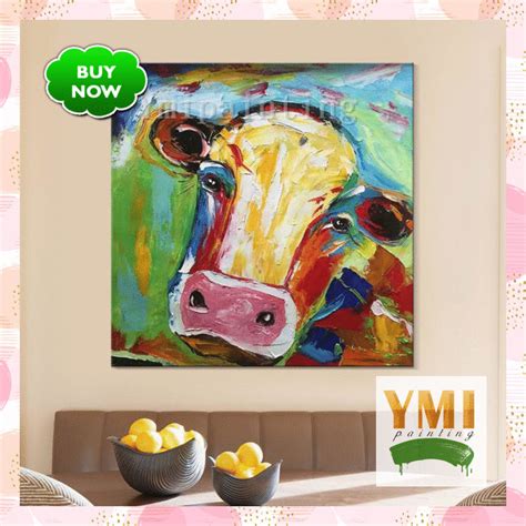 Cow Painting On Canvas Cow Canvas Art Farm Animal Paintings Etsy