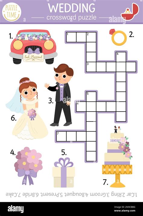 Vector Wedding Crossword Puzzle For Kids Simple Marriage Ceremony Quiz