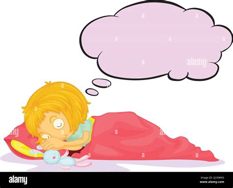 Illustration Of A Girl Dreaming With An Empty Callout On A White