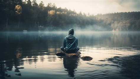 Meditating In Nature One With Tranquility And Solitude Generated By Ai