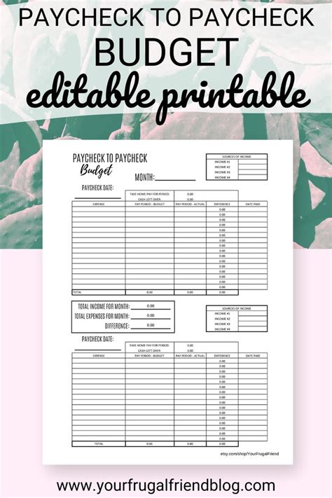 biweekly budget template paycheck budget budget printable etsy