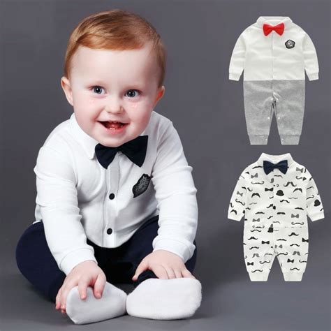 Newborn Baby Boy Rompers Cotton Bowtie Gentleman Suit Summer Kids Baby