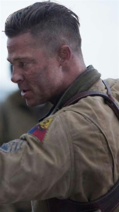 Whether pitt is styling long or short hair, a shaved head or crew cut, or just a nice slicked back undercut, he's been considered one of the hottest celebrities in between his haircuts in fury, fight club, inglourious basterds, and troy, here's all you need to know about brad pitt's hairstyles! Pin by Brooke Bruneau on fades | Fury haircut