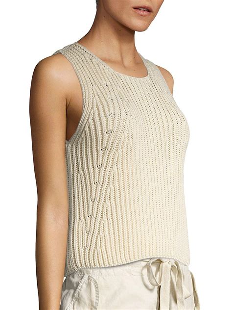 Lyst Vince Chunky Rib Knit Tank Top In White