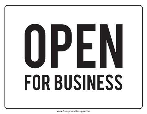 Printable Open For Business Sign Free Printable Signs