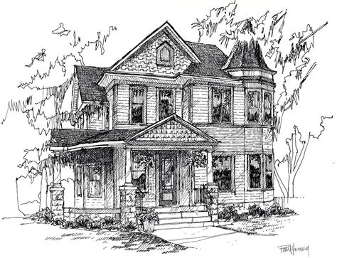 House Portrait Drawing Sketch Pen Ink Any Occasion T Free Etsy