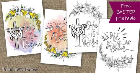 Easter cards, greeting cards, easter cards. Printable Easter Cards - He is Risen - Delightful Paths