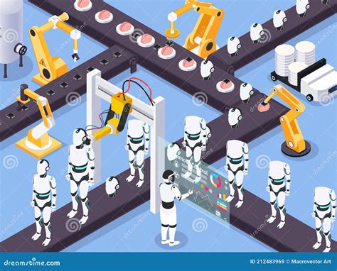 Robots Assembly Line Composition Stock Vector Illustration Of Collection Operation 212483969