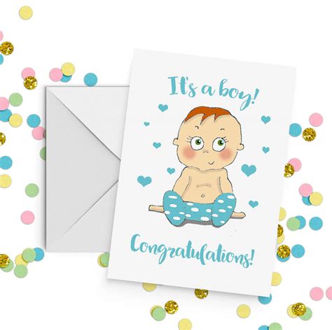 Baby Boy Congratulations Card A5 By Giddy Kipper