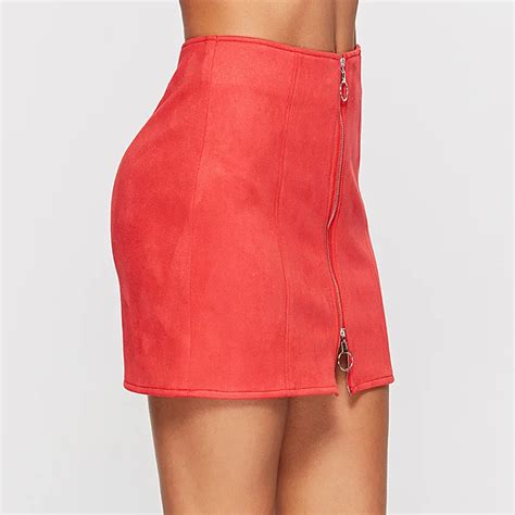 Women Fashion Skirt Sexy Wrap Hips Slim Solid Skirts Autumn Winter High Quality Red Zipper