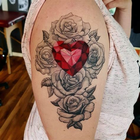 Gem Stone Heart Diamond Heart Tattoo Tattoos For Women Heart Tattoo