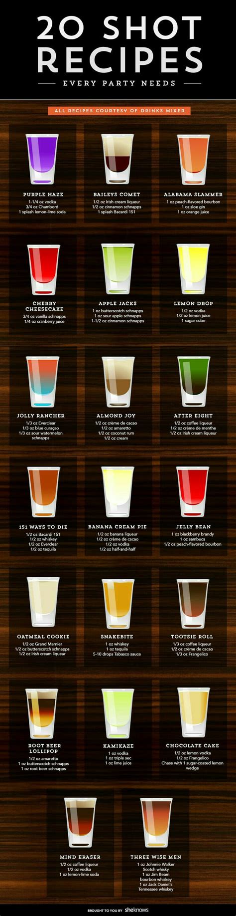 20 Great Shot Recipes Alcohol Drink Recipes Shot Recipes Drinks
