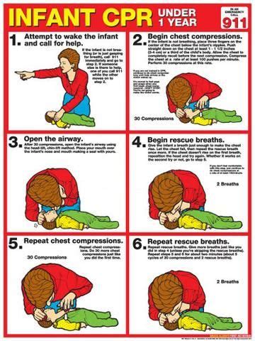 Infant CPR First Aid Wall Chart Poster AHA Guidelines Fitnus Corp Survival Tips