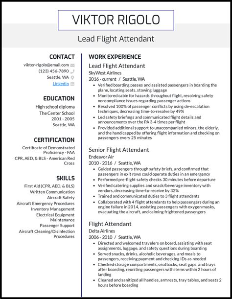 7 Flight Attendant Resume Examples And Guide For 2024