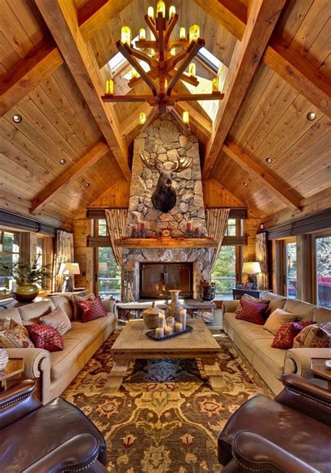 Log Cabin Living Room Minimal Homes