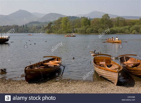 Families Rowing Boats On Derwentwater At Keswick Landing Keswick Lake