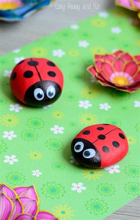 Cute Painted Ladybug Rocks Rock Crafts For Kids Easy Peasy And Fun