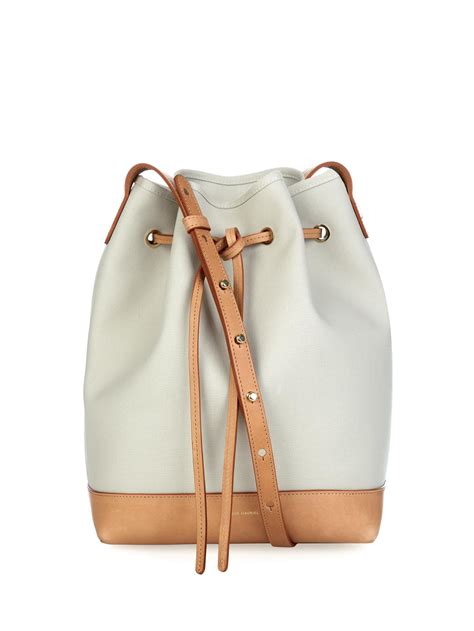 Mansur Gavriel Large Canvas And Leather Bucket Bag In White Lyst