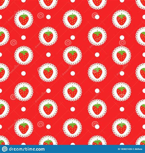 Strawberry Bright Red White Lace Seamless Pattern Repeatable
