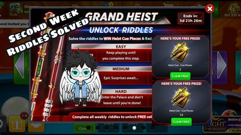 Grand heist quest is divided into four weeks. GRAND HEIST CUE || SECOND WEEK RIDDLES SOLVED || 8 BALL ...