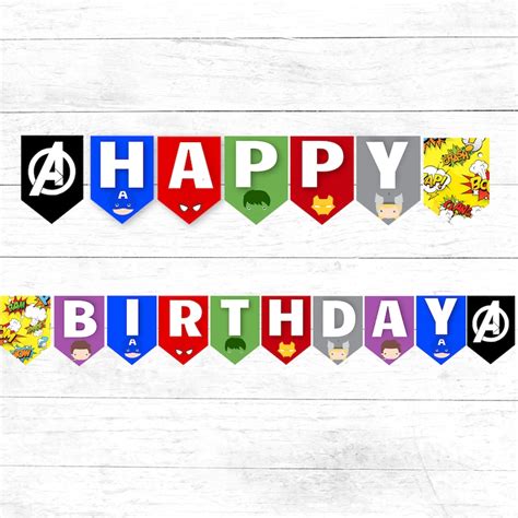 Marvel Birthday Banner Avengers Birthday Banner Birthday Etsy