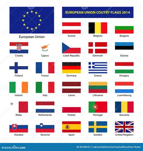 Drapeaux De Pays De Lunion Européenne 2014 Illustration De Vecteur