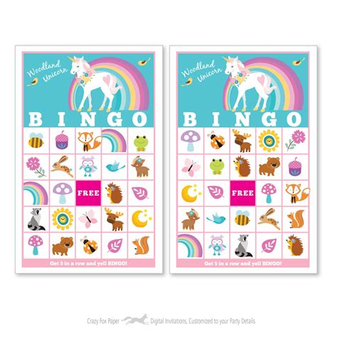 Unicorn Bingo Free Printable Download Tinselbox Unicorn Bingo Party