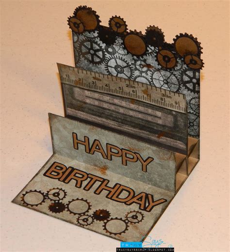 Pink woman glitter and gold general greeting birthday card. Tracy Says...: Gears...Male Birthday Card
