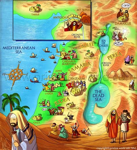 Pristine World Book Illust Map Of Holy Land Holy Land Maps For