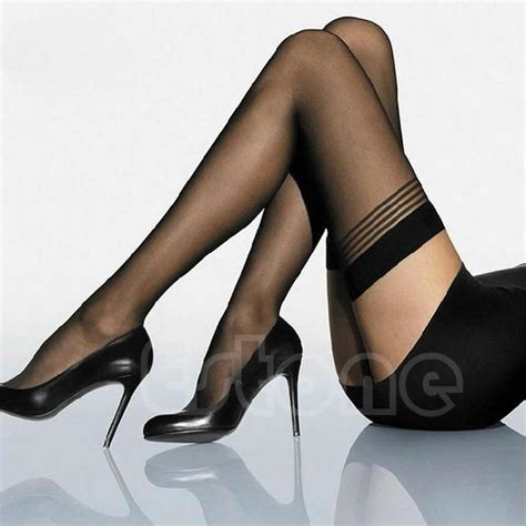 Hot Fashion Women Black Sexy Lace Top Stay Up Tights Pantyhose Thigh