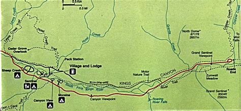 Detail Map Of Park Cedar Grove Area Sequoia And Kings Canyon National