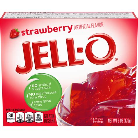 Jell O Strawberry Gelatin Dessert Mix 6 Oz Box