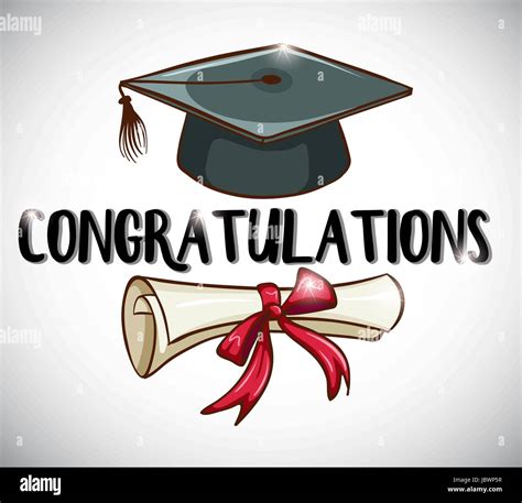 Congratulations Card Template With Cap And Degree Illustration Stock